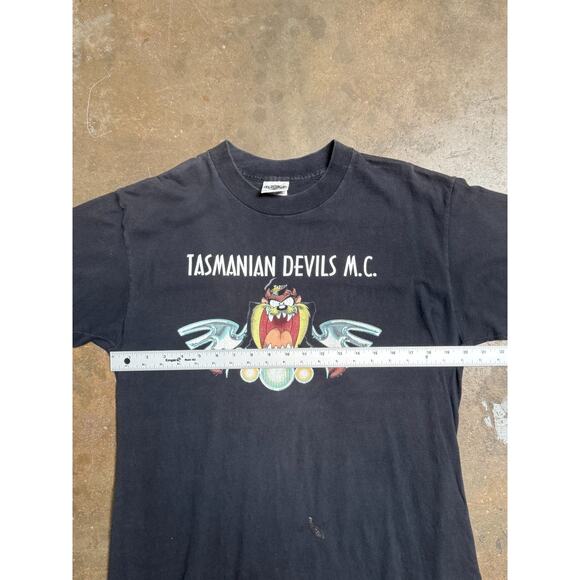 1991 Tasmanian Devils M.C. Looney Tunes Taz Tee – Warner Bros Biker - Sz L - Picture 8 of 12